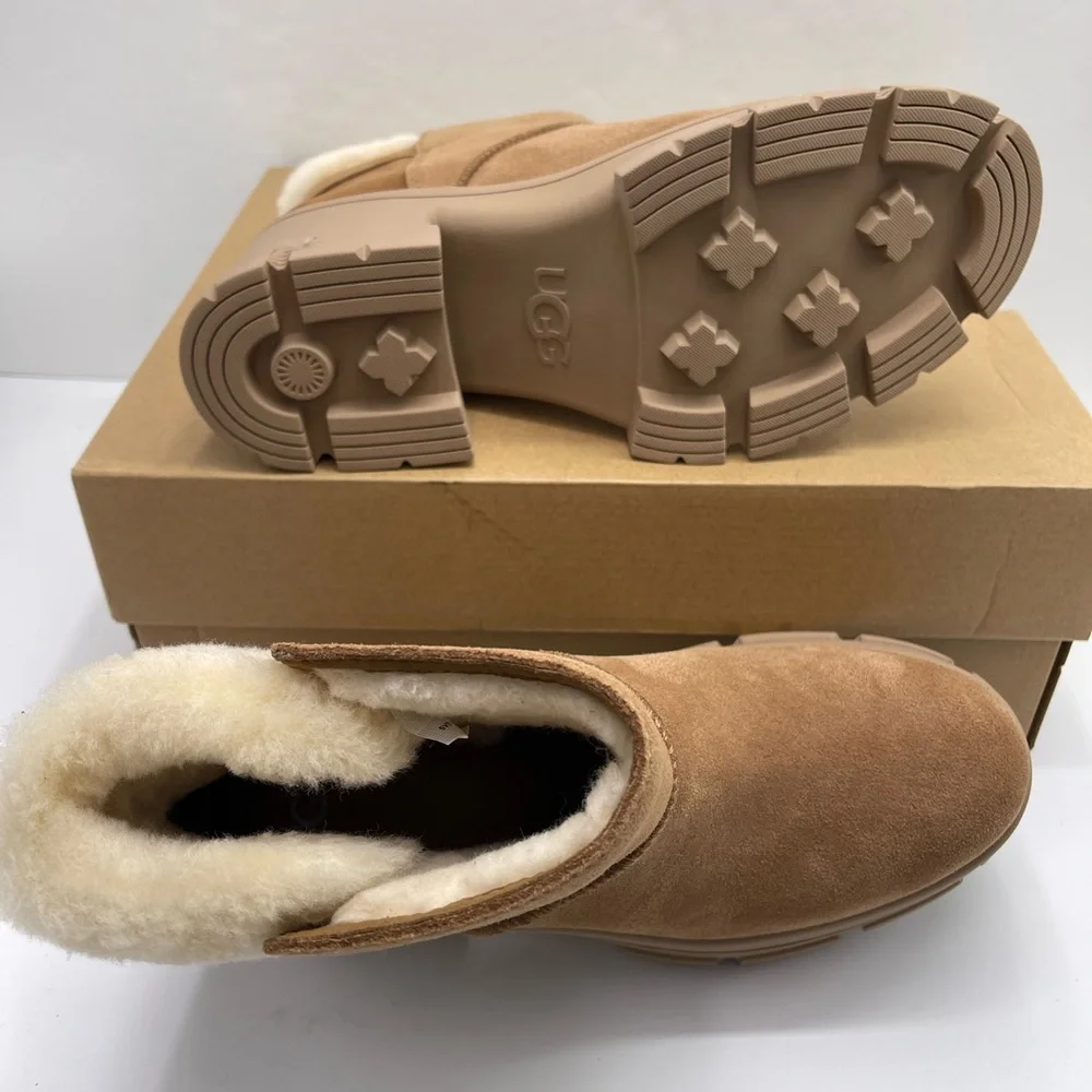 UGG Women's Tan Shearling
W BROOKLYN BUCKLE
CHESTNUT PLATFORM HIGH HEELS BOOTS - Picture 3 of 16